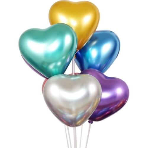 10 pcs 10 inch heart-shaped metal balloon golden latex balloon wedding decoration balloon birthday party balloon wholesale