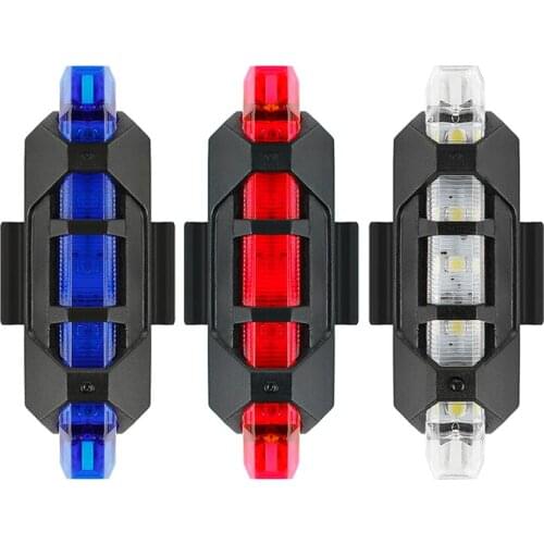 3 Colors Outdoor Cycling 5 LED USB Rechargeable Mountain Bike Tail Warning Light Rear Safety Bike Tail Light Bike Accessories