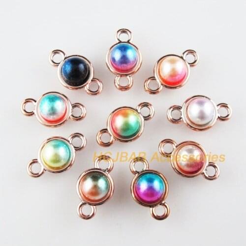 32 New Round Charms Colored Acrylic KC Gold Plated Smooth Connectors 11x19.5mm