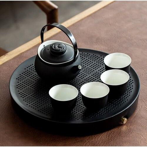 Eco Friendly Japanese Tea Tray Simple Ceramics Dry Bubble Water Storage Tea Tray Luxury Tea Ceremony Bandeja Teaware DG50CP