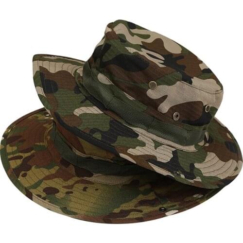 Camouflage Tactical Cap Military Boonie Bucket Hat Army Caps Camo Men Outdoor Sports Sun Bucket Cap Fishing Hiking Hunting Hats