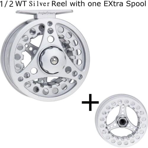 1/2 3/4 5/6 7/8 WT Fly Fishing Reel Large Arbor Sliver Aluminum Fly Reel extra spool