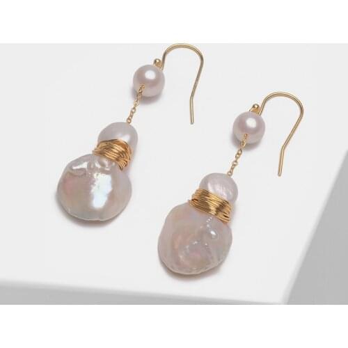 Amorita boutique Fashion natural pearl Irregular fashion drop earrings
