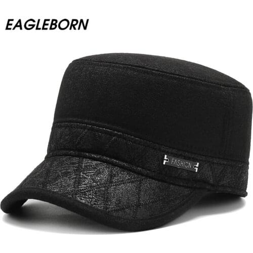 2021 New Men Winter Hat Military Cap Winter Dad Hat High Quality Fashion Middle-aged Elderly Earmuffs Warm Winter Cap Men Cap