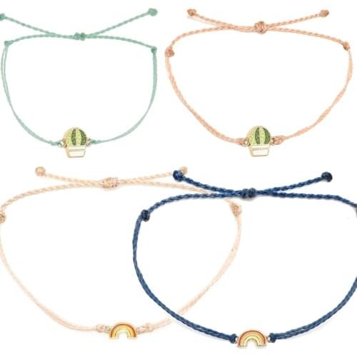 Regalos originales enamel cactus watermelon rainbow charms bracelet bohemian boho bijoux string friendship bracelets women