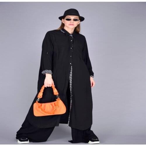 Cruella Collar Black Color Long Summer And Spring Shirt Dress 2021 New Fashion Womens Clothing Collections