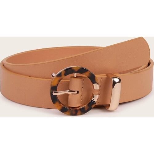 Women Belt Classic Fashion Solid Leather Waistband Circle Buckle Wide Belt Blue Khaki Black light tan BY24
