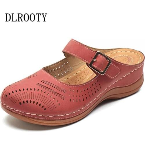 Woman Sandals Shoes Slippers Flat Summer Hollow Slip On Platform Fashion Female Casual Comfortable Plus Size 35-43