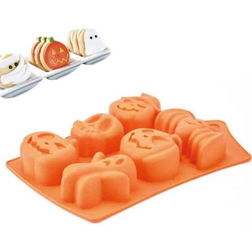 Halloween Holiday Style Silicone Cake Mold 6 Cavities Pumpkin Ghost Bat Shape Cookies Chocolate Molds DIY Cake Baking Tools