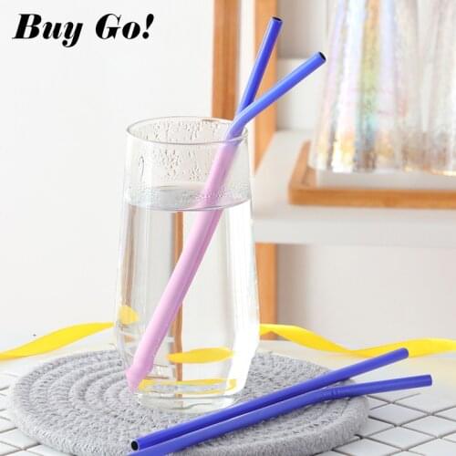 Stainless Steel Straws Amazing Color Change With The Temperature Change Reusable Metal Curving & Straight Drinking Straws+ Brush