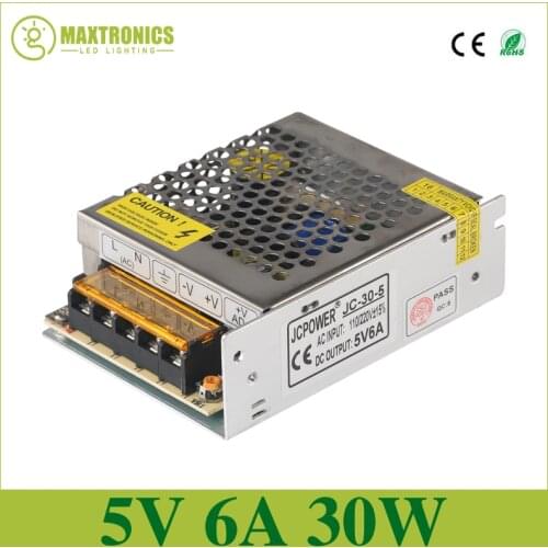 Best quality 5V 6A 30W Switching Power Supply Driver for LED Strip AC 110-240V Input to DC 5V free shipping