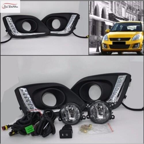 JanDeNing LED Daytime Runnin Fog Light DRL for SUZUKI SWIFT 2014 Clear Halogen bulb H11 LED Front Fog Lights Bumper Lamps Kit