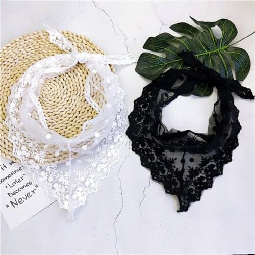 Women Triangle Lace Scarf Neck Fashion Decoration Black White Neckwear Wrap Scarf Lady Wrist Kerchief Headband Shawl Scarves