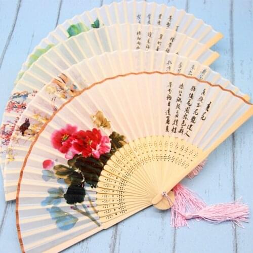 30 Fan Ribs Green Silk FeMale Fan China Wind Spring Summer Autumn And Winter Fan Ancient Wind Folding Fan Art Craft Gift