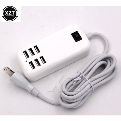 1pc USB Slots Charging Extension Socket Outlet With Switcher 6 Port USB Hub Charger AC Power Adapter