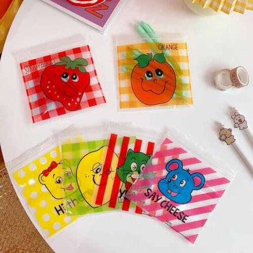 10PCS Candy Bag Reusable Seal Packaging Cartoon Fruit Ziplock Thickened Food Storage Package Plastic Vacuum Fresh Candy Bag