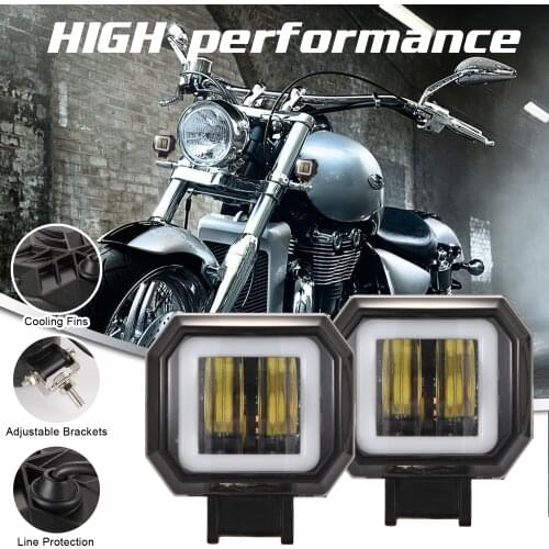 2PCS 3Inch 12V 24V 6000K 40W Waterproof Square LED Portable Spotlights Angel Eyes Light Bar Offroad Car Boat led Work Light