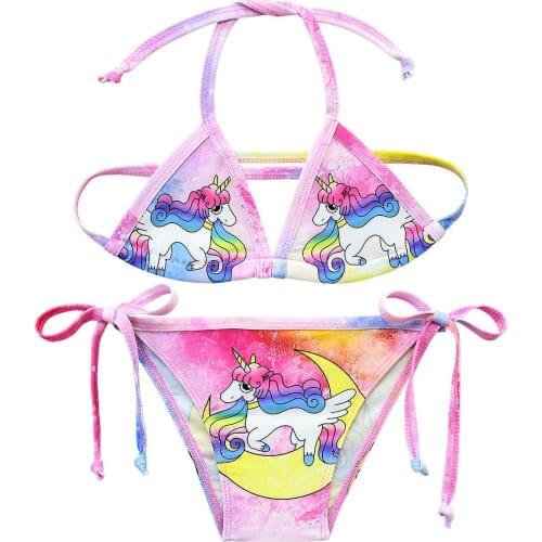 2019 Girls Swimsuit Two Piece Unicorn Kids 3-12 Years Childrens Swimwear Unicorn Girls Swimsuit Two Piece Beachwear G48-8074