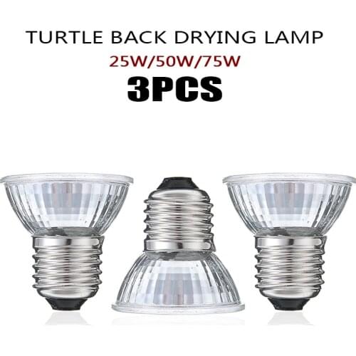 3pcs 25/50/75W Reptile Tortoise Heating Lamp UVA UVB Heat Emitter Lamp Bulb Light for Tortoise Reptile Brooder