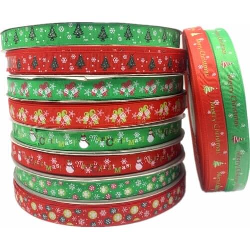 5yards/Lot 15mm Grosgrain Ribbon Printed Christmas Ribbon For Christmas Decoration DIY Apparel Sewing Fabric