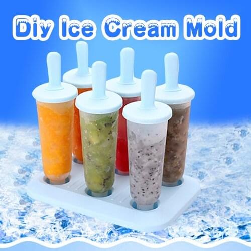 6 Cells Round Shape Summer Accessories Kitchen Tools Food Grade Lolly Mould Diy Ice Cream Maker Popsicle Molds Dessert Molds #P2