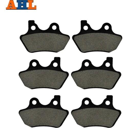AHL 3 Pairs Motorcycle Brake Pads for Harley FLHX / FLHXi Street Glide 2006-2007 Black Brake Disc Pad