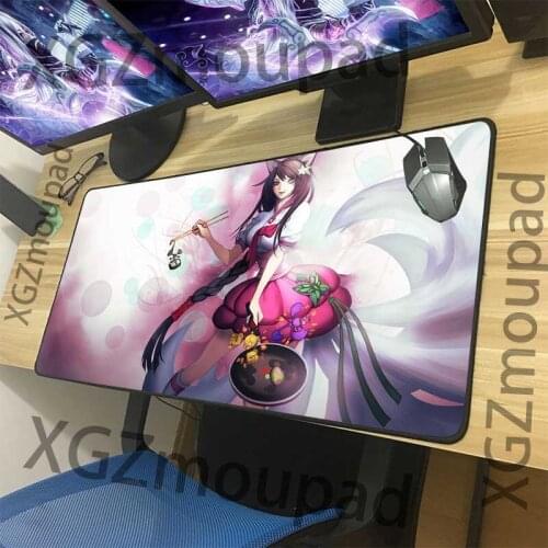 XGZ Anime Sexy Kitchen Cute Fox Custom Large Gaming Mouse Pad Black Lock Edge Computer Table Mat Non-slip Natural Rubber Xxl