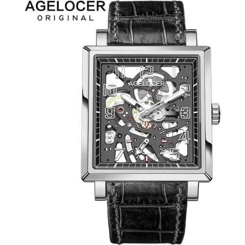AGELOCER Hand Wind Mechanical Watches Mens 2020 Sapphire Skeleton Transparent Wristwatches For Men Fashion Fashion Clock Luxury