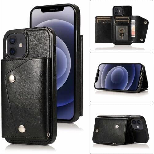Leather Fashion card holder for iPhone 12 11 Pro Max 12Mini X XS Max XR 8 7 6 6S Plus SE 2020 Flip Wallet Protect Cover