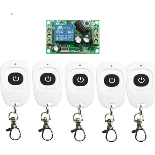 DC 12 V 1ch RF wireless remote control switch 1 X receiver &5 X transmitter new black-white remote control