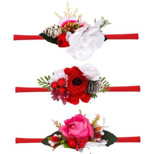 Childrens Christmas Headbands Hair Strap Elastic Girl Newborn Bow tiara Turban bandage christmas Headwear headwrap gift