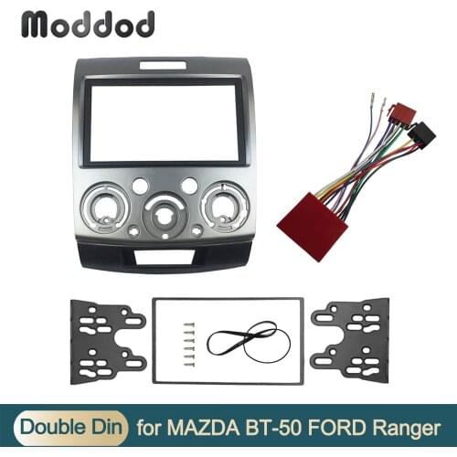 Double Din Fascia for Ford Everest Ranger Mazda BT-50 Stereo Panel With ISO Wiring Harness Dashboard Dash Trim Kit Face Frame