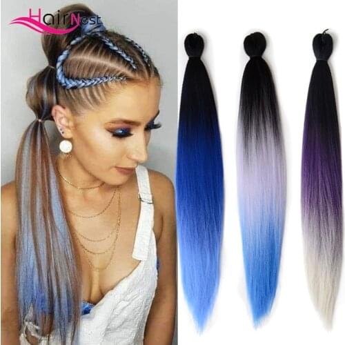 Hair Nest New Jumbo Braids Ombre Crochet Braids Hair Pre-Stretched Easy Braid synthetic Hair Extensions Ombre 24 Inch For Women