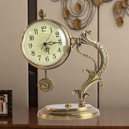 [HHT] European Light Luxury Clock Ornaments Retro Home Decorations Bedside Table Clock Desk Study Office Soft Decoration