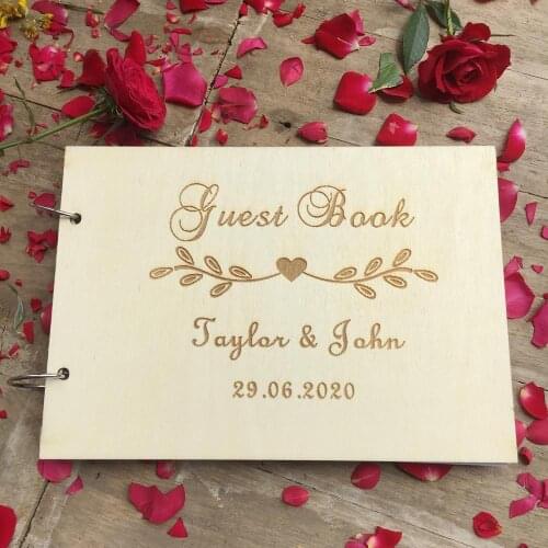 Personalised Wedding Guest Book - Gift for Couples - Rustic Guest Book - Bridal Shower Gift - Vintage Wedding Wooden Book
