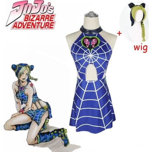 Jojo Bizarre Adventure Jolyne Cujoh Kujo Cosplay Wigs Costumes Women Anime Dress for Halloween Party
