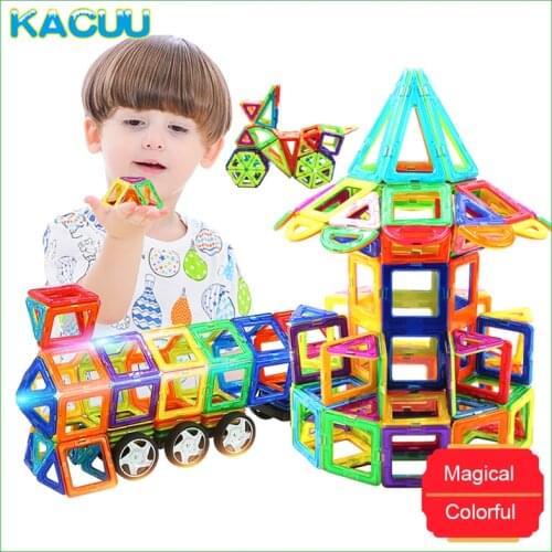 KACUU 71-149PCS Big Size 3D DIY Constructor Building Blocks Magnetic Designer Square Triangle Enlighten Bricks Toys For Children
