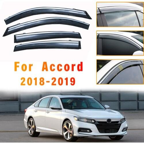 Window Sun Rain Visor Deflector Guard For Honda Accord 2018 2019 Auto Accessories 4pcs ABS Awnings Car Styling Sun Rain Visor