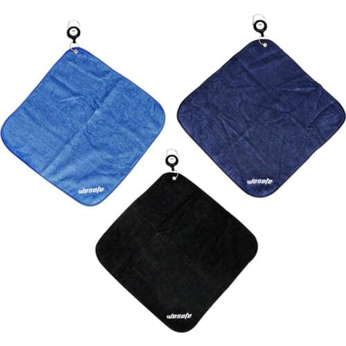 12x12'' Square Microfiber Golf Towel Cleaning Towels with Carabiner Hook Sweat-absorbent Outdoor Fitness