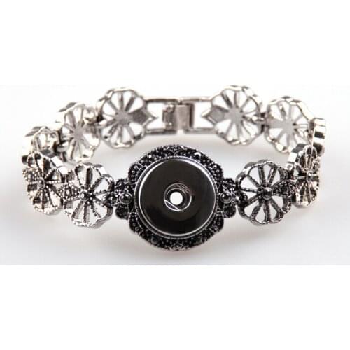 MOODPC Free Shipping New arrival 2cm metal snap button Bracelet round with grey cz stone DIY adjust bracelet