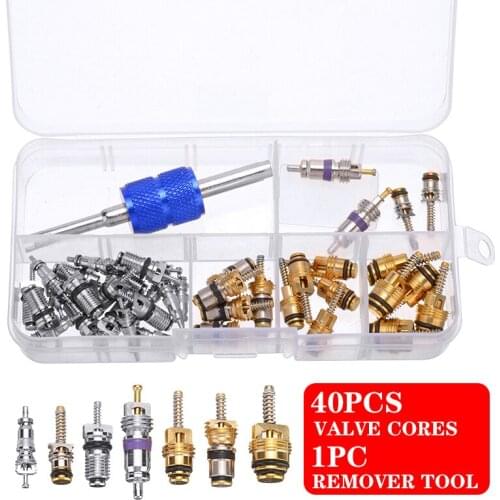 40pcs Car Auto Truck R12 R134A A/C Valve Cores Remover Tool Kit For Air Conditioning Repair Accessories Parts