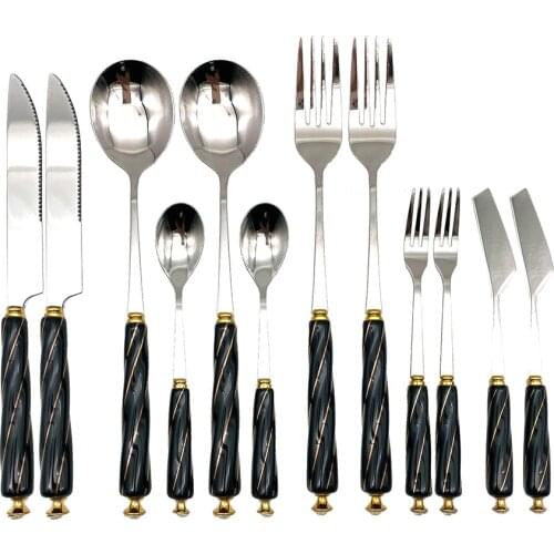 Stainless Steel Cutlery Set Including Fork Spoon Knife Set,Dinnerware Tableware set with Ceramic Handle