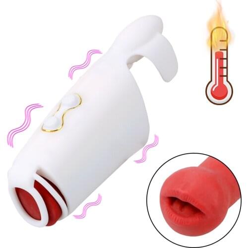 Heating Penis Delay Trainer Electric Pulse Vibrator Blowjob Male Masturbator Sex Toys for Men Masturbation Cup Glans Massager