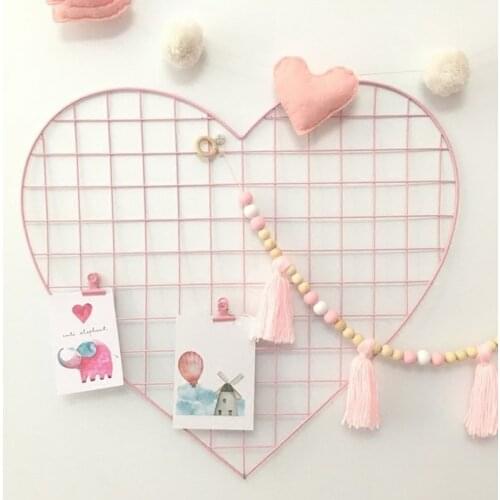 Wall Decorative Iron Wall Photo Grid Panel Rack Clip Painted Wire Photograph Picture Hanging Frame Photo Organizer Home Decor