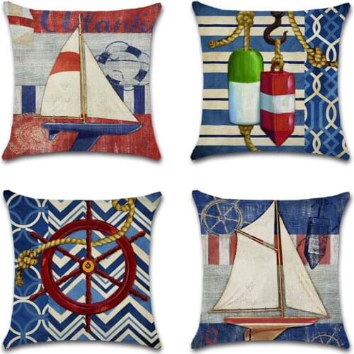Ocean sea boat ship printed cushion cover pillowcase decoration for sweet home house sofa chair kids bedroom gift