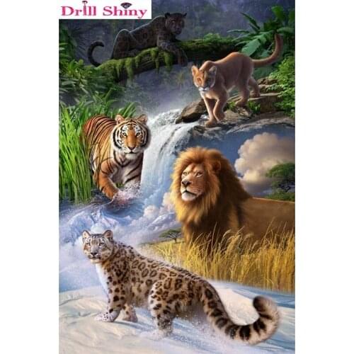 NEW Arrival diy diamond embroidery lion tiger leopard diamond painting cross stitch full Square mosaic rhinestone embroidery