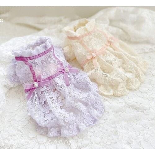 Handmade Dog Clothes Adorable Water Soluble Lace Pet Dress Outfit Princess Apparel Soft Comfortable Breathable Poodle Florida
