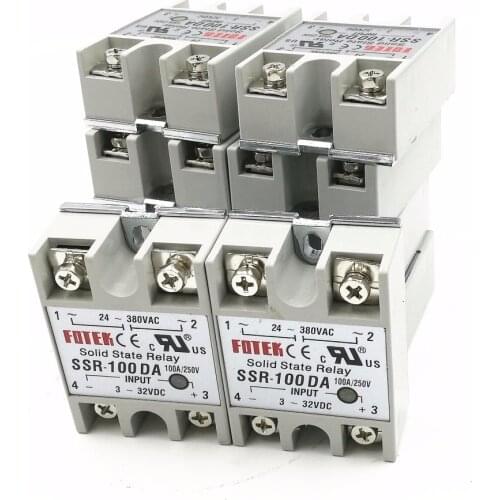 10PCS SSR100DA SSR-100DA Manufacturer 100A SSR Single phase solid state relay,input 3-32VDC output 24-380VAC