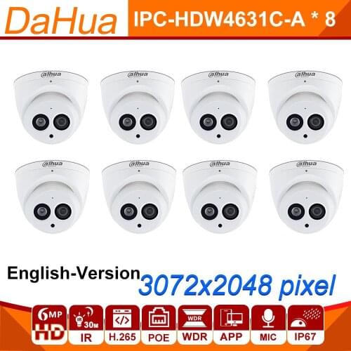 Wholesale DH 6MP IP Camera IPC-HDW4631C-A Upgrade From IPC-HDW4431C-A POE Mini Dome Cam Built-in MIC CCTV Camera Metal 8pcs/lot