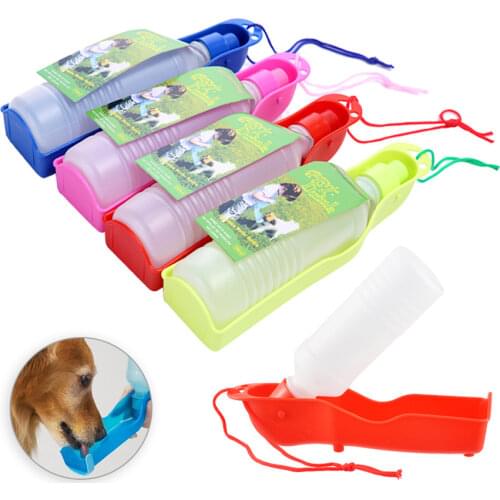 250ml/500ml Pet Dog Water Bottle Plastic Portable Water Bottle Pets Outdoor Travel Drinking Water Feeder Bowl Foldable Bottle
